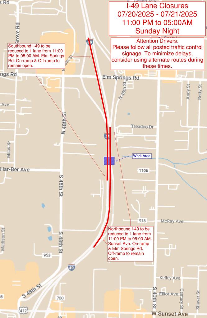 I 49 Lane Closure
