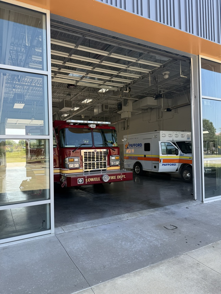 Lowell Fire Truck and Ambulance in Fire Station