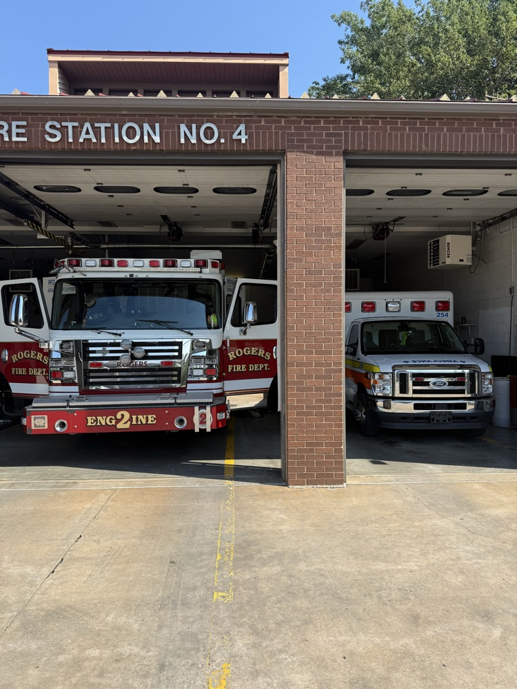 Rogers Fire Truck and Pafford Ambulance in Fire Station