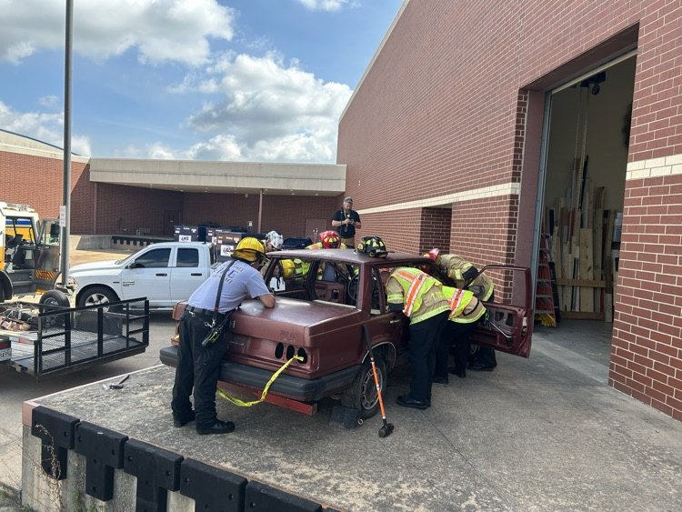firefighters working on a prop