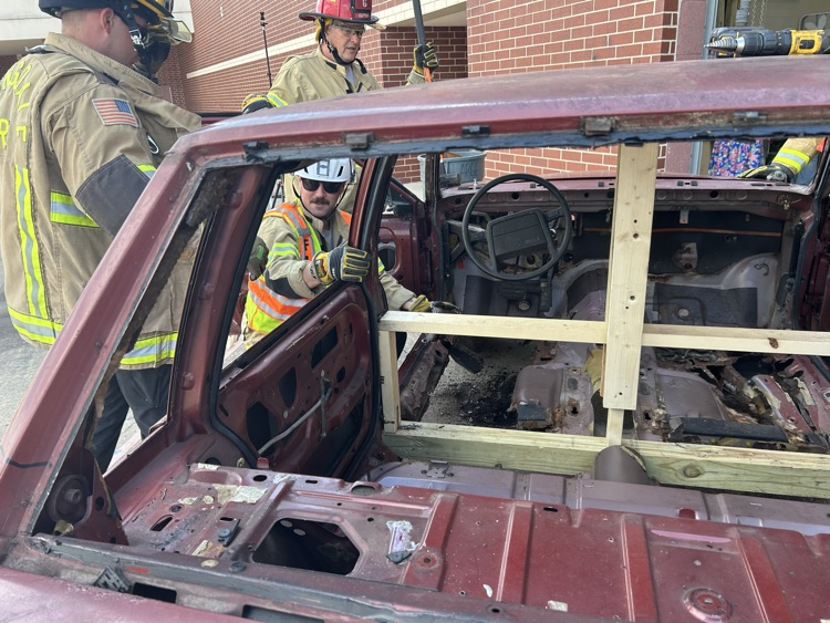 firefighters working on a prop