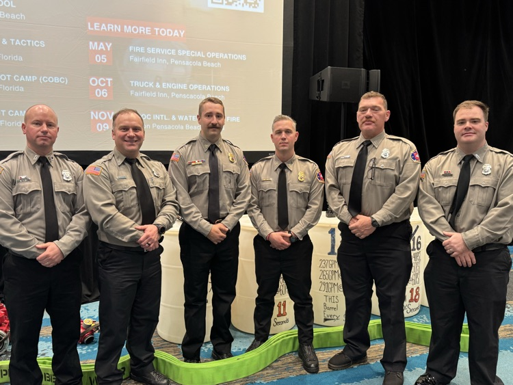 6 firefighters in Class B uniform as