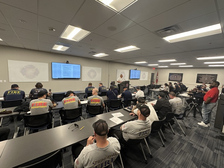 group debriefing for a hazmat drill