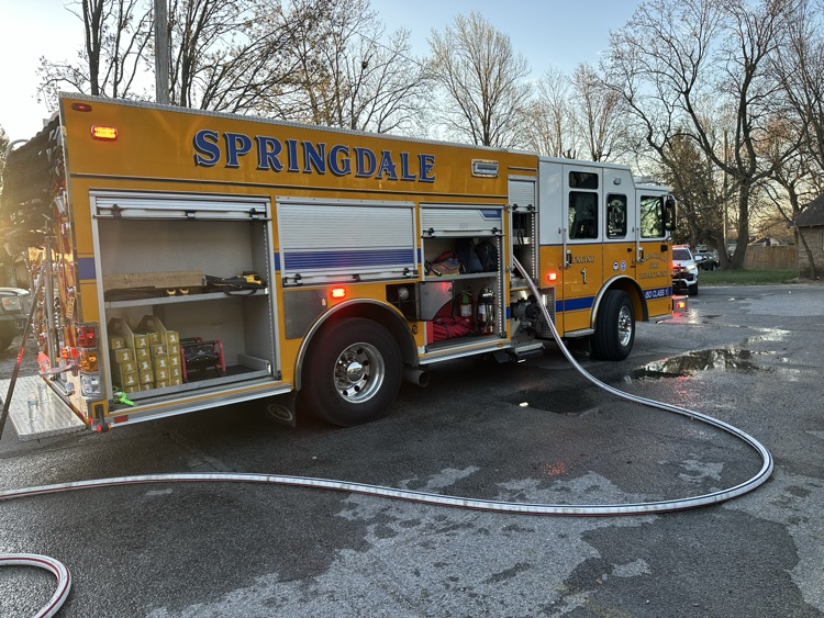 fire engine with hose deployed