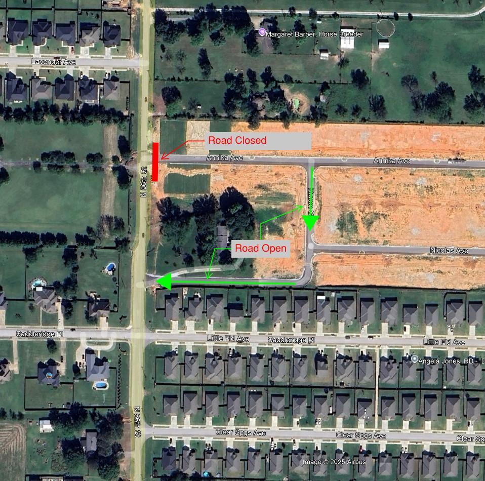 Map of Annika Ave. detour route