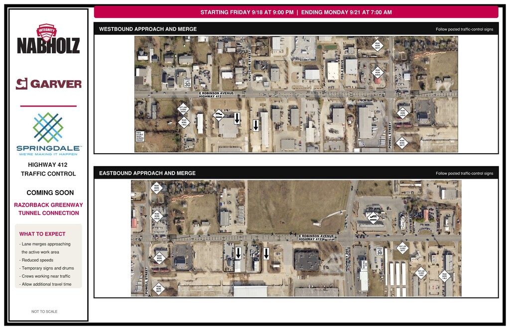 Alternate traffic patterns for Highway 412 - 9/18 to 9/21