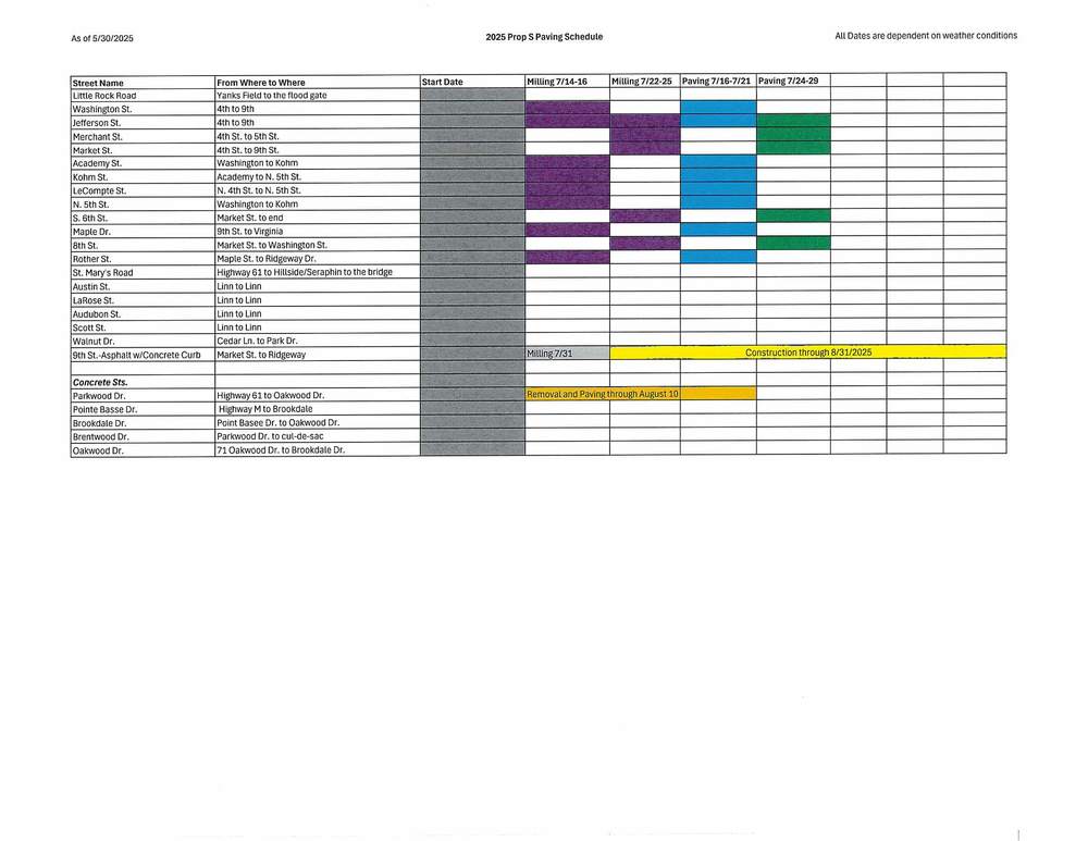 Paving Schedule