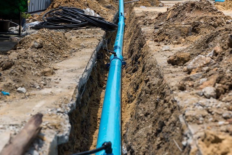 New water line being laid in a street