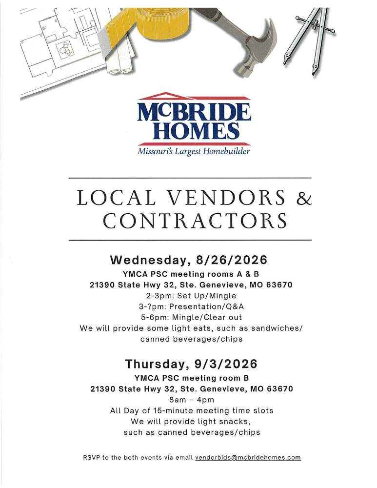 McBride Homes Contractor meeting flyer