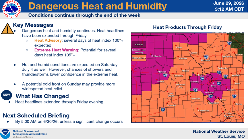 Dangerous Heat & Humidity Warning from NOAA for June 30 - July 4, 2026