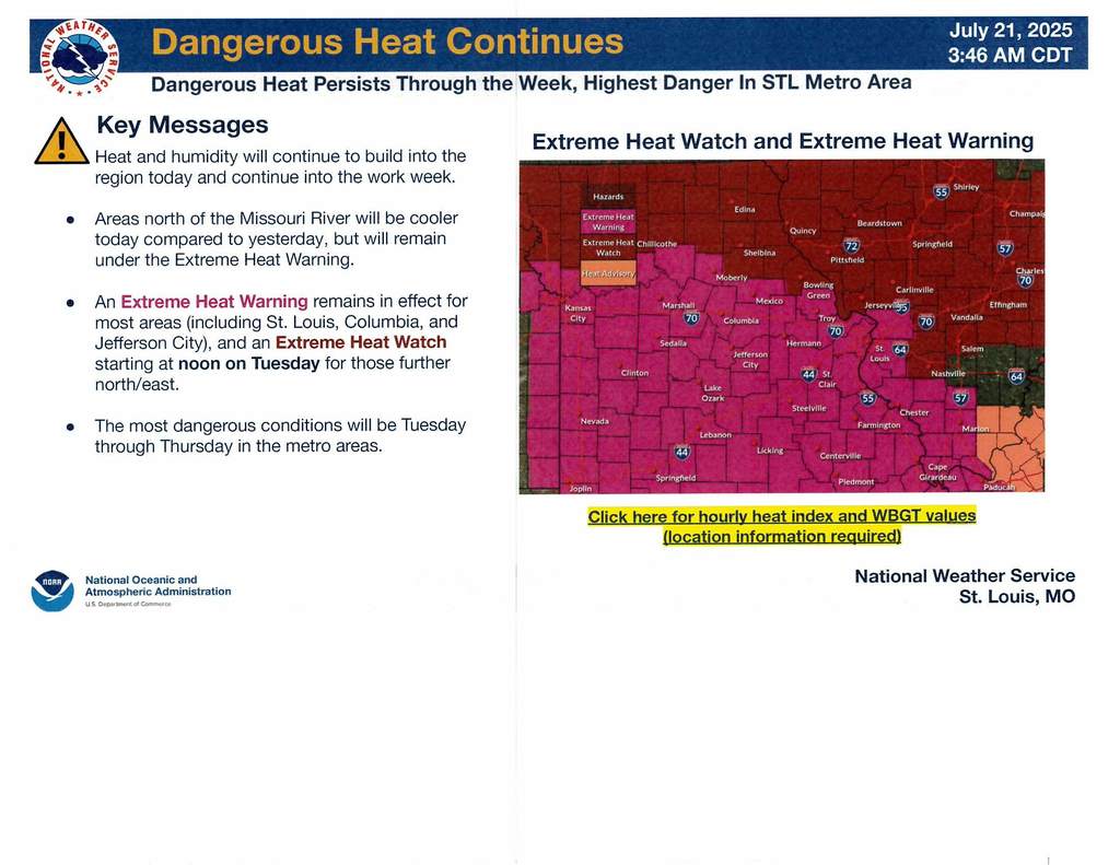 Excessive Heat Warning Map
