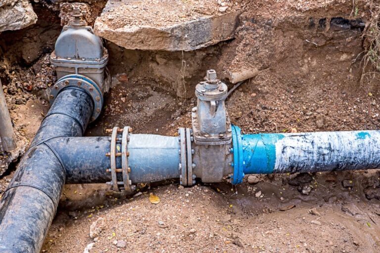 Exposed underground water lines