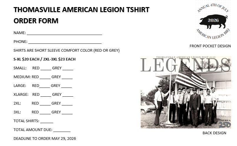 Legion Shirt Order Form