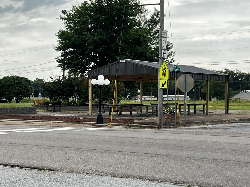 newly erected pavilion to serve as farmers market at the corner of Main and 367 