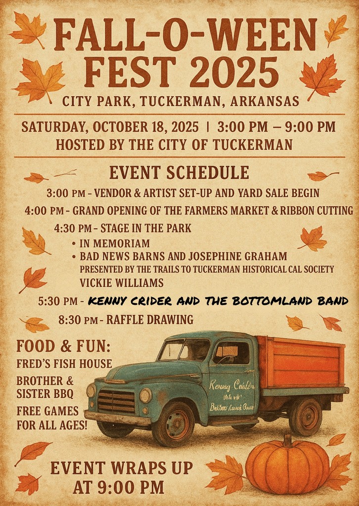 Fall-o-ween Flyer Saturday October 18th Tuckerman city park 