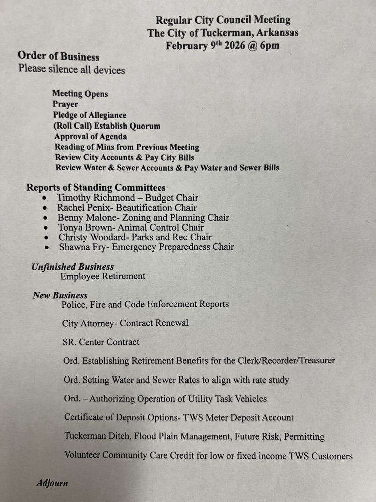 Feb 9th Council Agenda