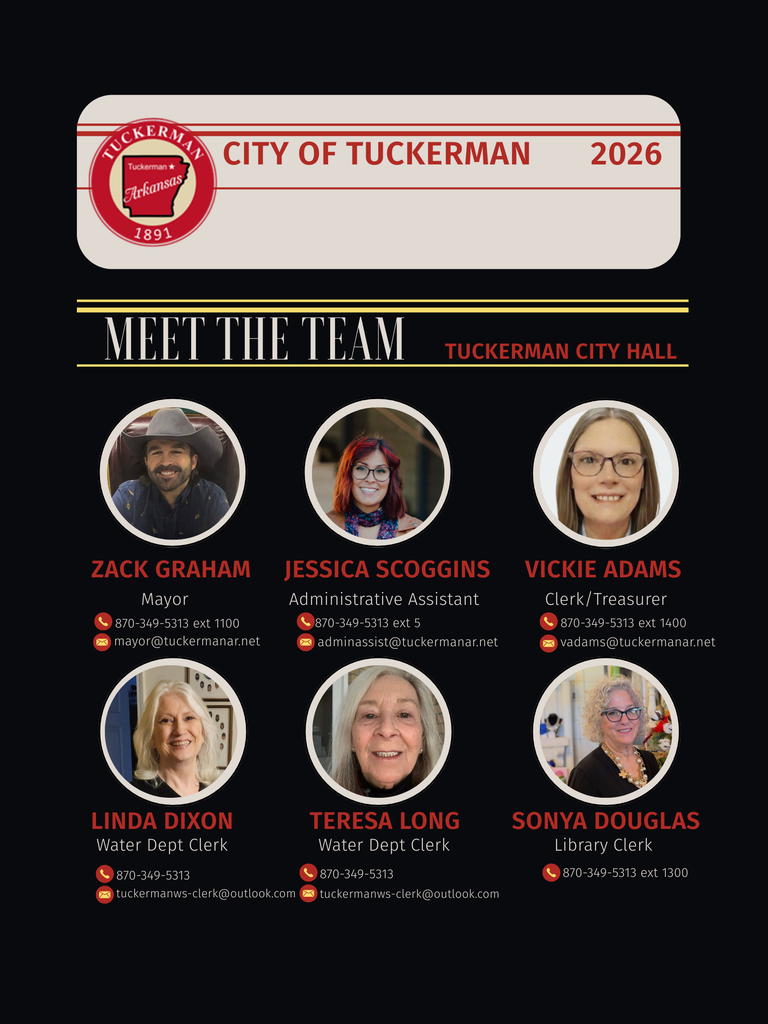 Orange and Blue Corporate Meet Our Team Poster for the City of Tuckerman