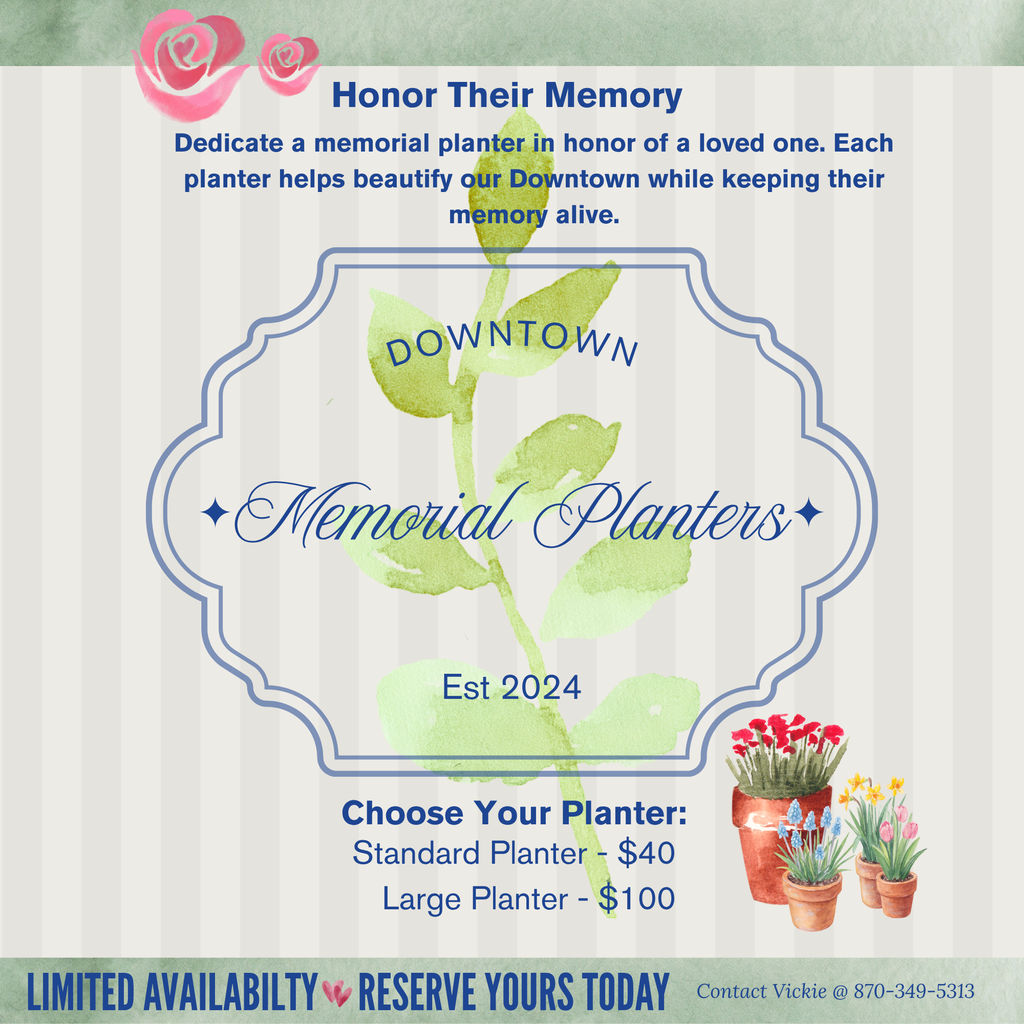 grey, beige and green infographic on downtown memorial planters.