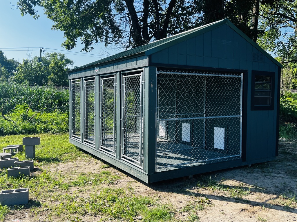 New Dog Kennel (4 stall) green in color