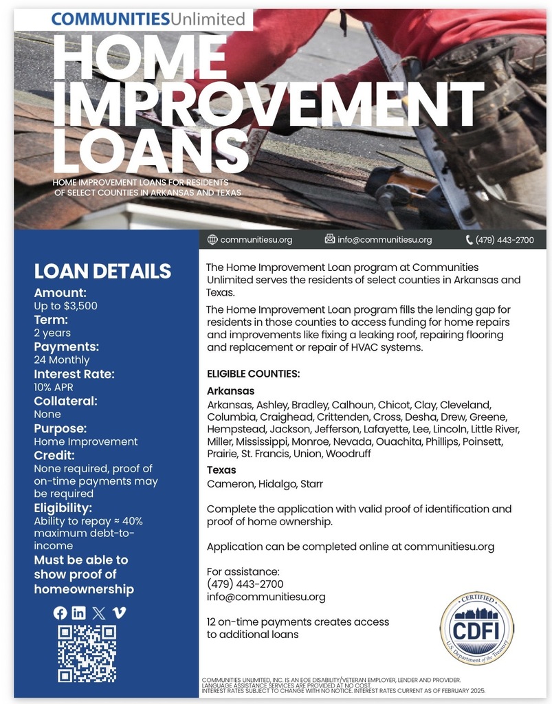 Communities unlimited flyer for home improvement loans offered