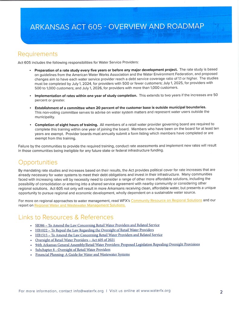 Arkansas Act 605 Information Sheet