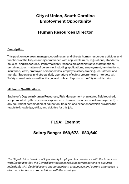 Job Posting-Human Resources Director