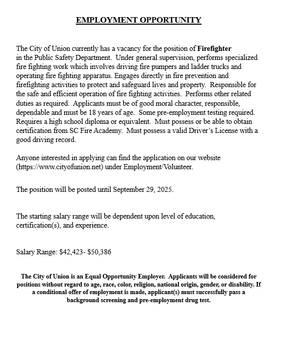 Job Posting-Firefighter