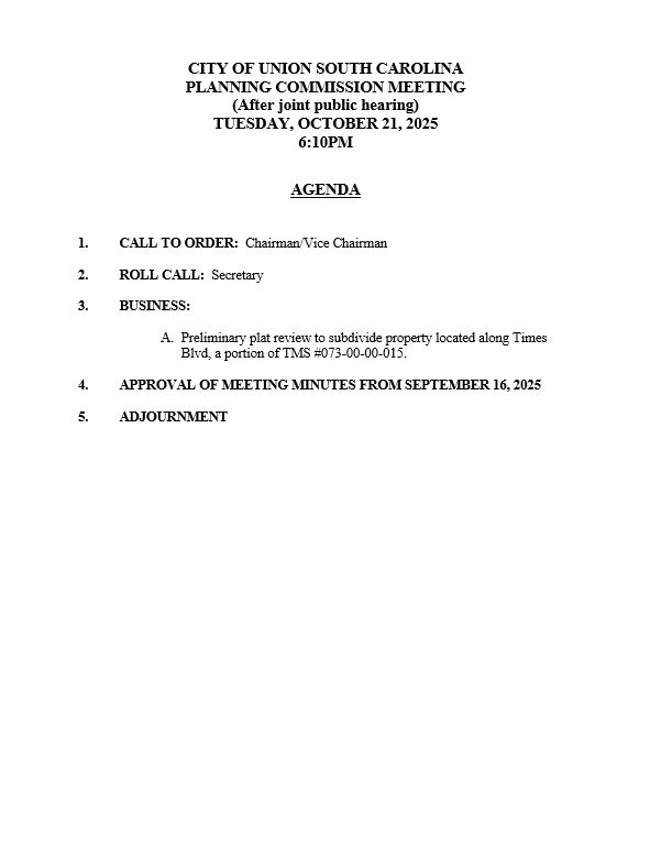 Planning Commission Agenda 10-21-25