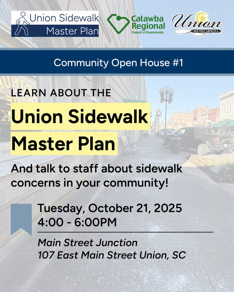 Union Sidewalk Master Plan Open House on Tuesday, October 21, 2025 at Main Street Junction