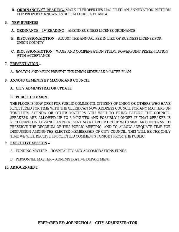 OCTOBER 21, 2025 COUNCIL MEETING AGENDA PG 2