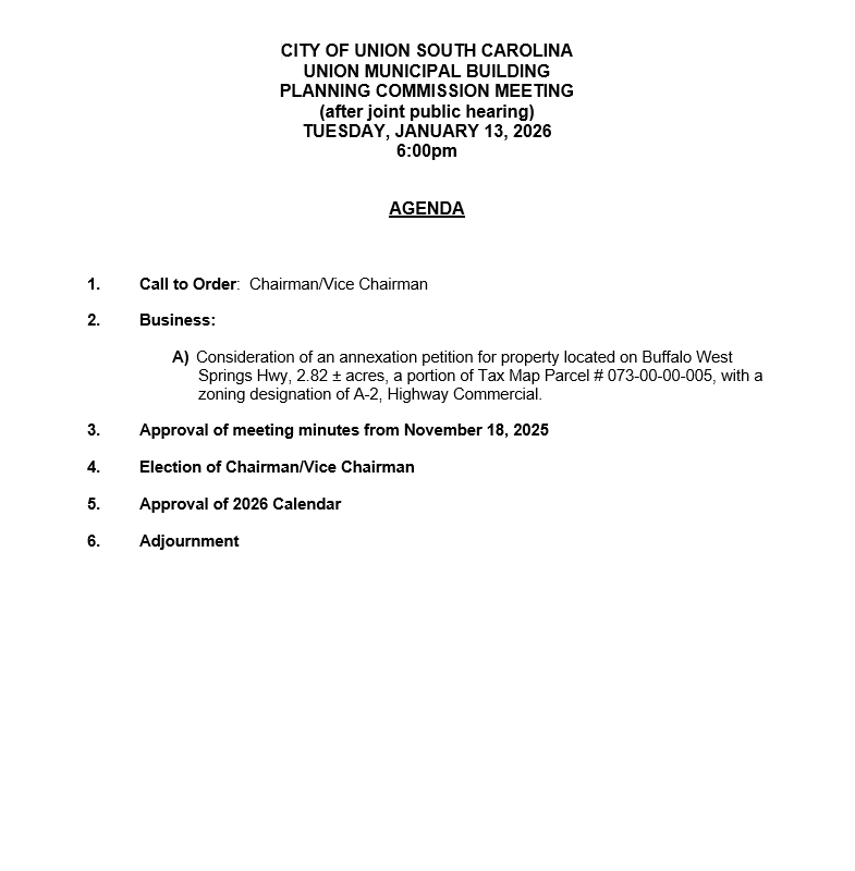 PLANNING COMMISSION AGENDA 1-13-26
