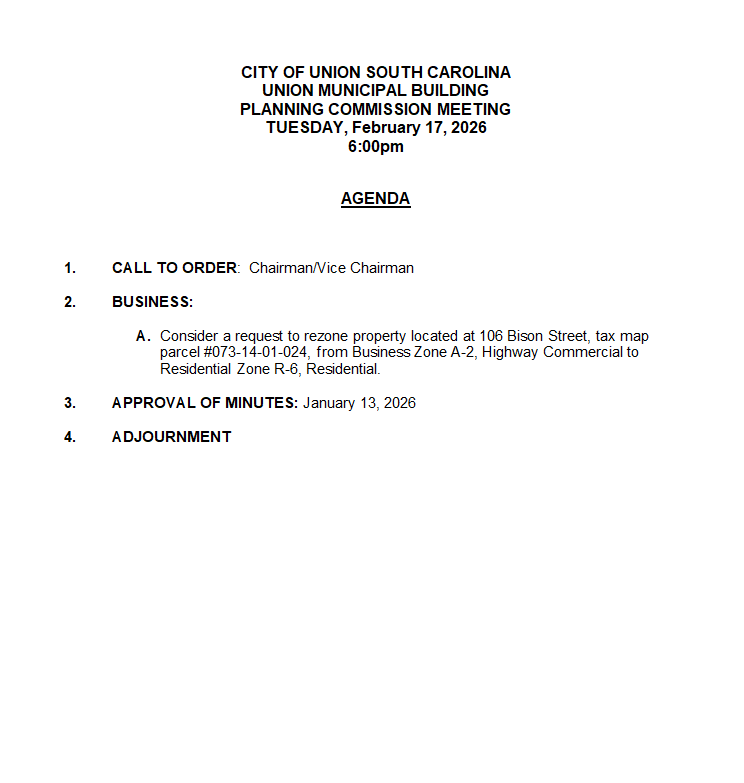 Planning Commission Agenda for February 17, 2026