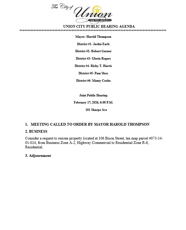 FEBRUARY 17, 2026-JOINT PUBLIC HEARING AT 6 PM