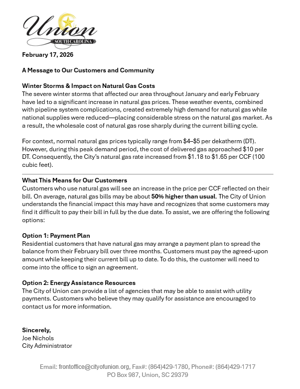 Winter Storm & Impact on Natural Gas Costs- Feb 2026