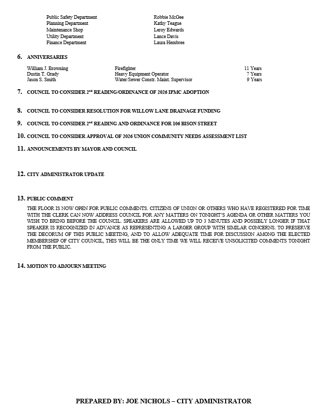 MARCH 17, 2026-COUNCIL MEETING AGENDA PG 2