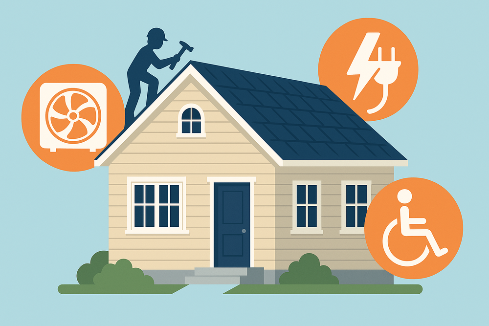 Cartoon of house with construction