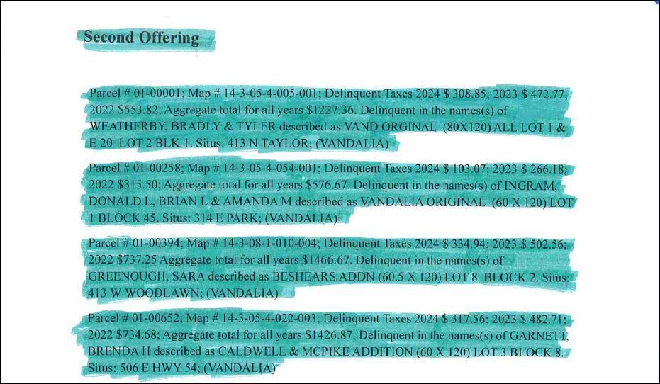 2025 Tax Sale 2nd offering