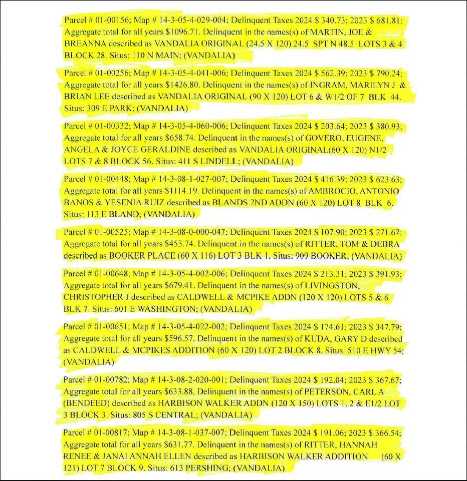2025 Tax Sale 1st offering continued