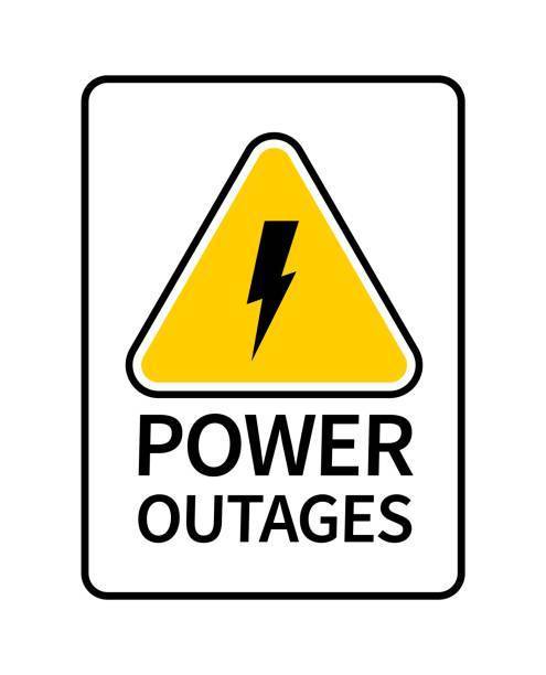 power outage words and lightning bolt