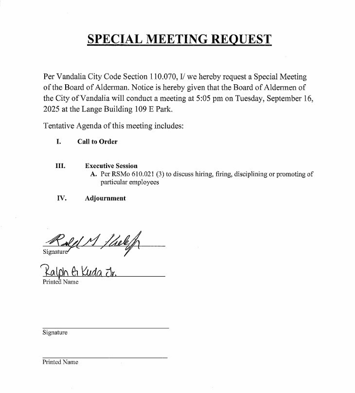 special meeting request 