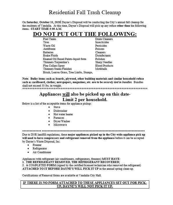 all town trash pickup list