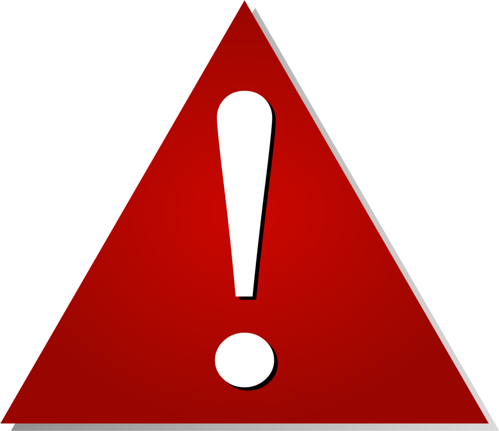 Red triangle with a white exclamation point in the middle