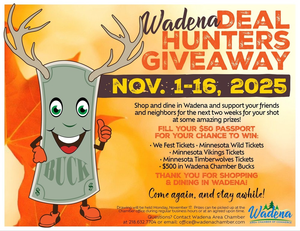 Wadena Deal Hunters Giveaway. Nov 1-16th