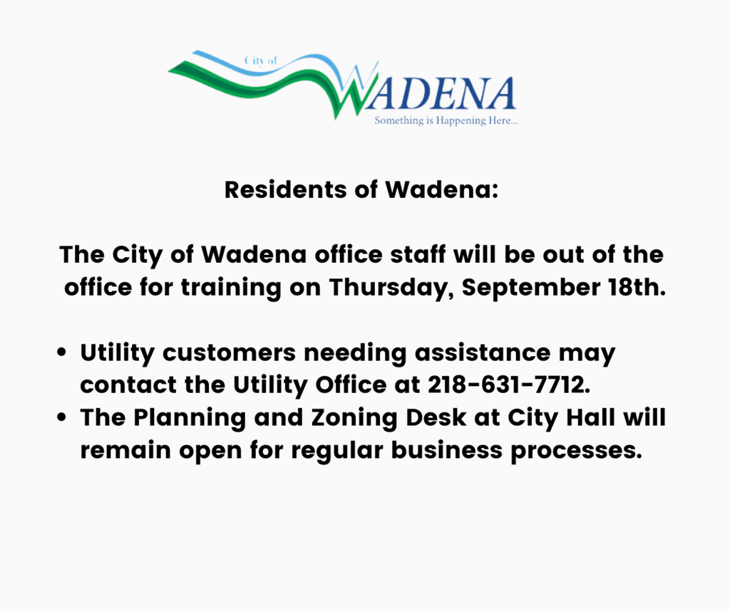 City of Wadena Training - September 18th