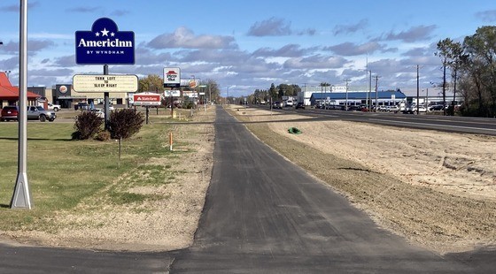 New walking trail along Alfred Ave on Hwy 71