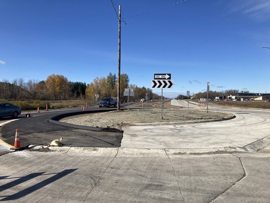 New roundabout on Hwy 10 off of Co Rd 92