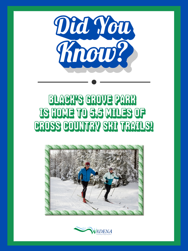 Did you know Black's grove park is home to 5.5 miles of cross country ski trails!