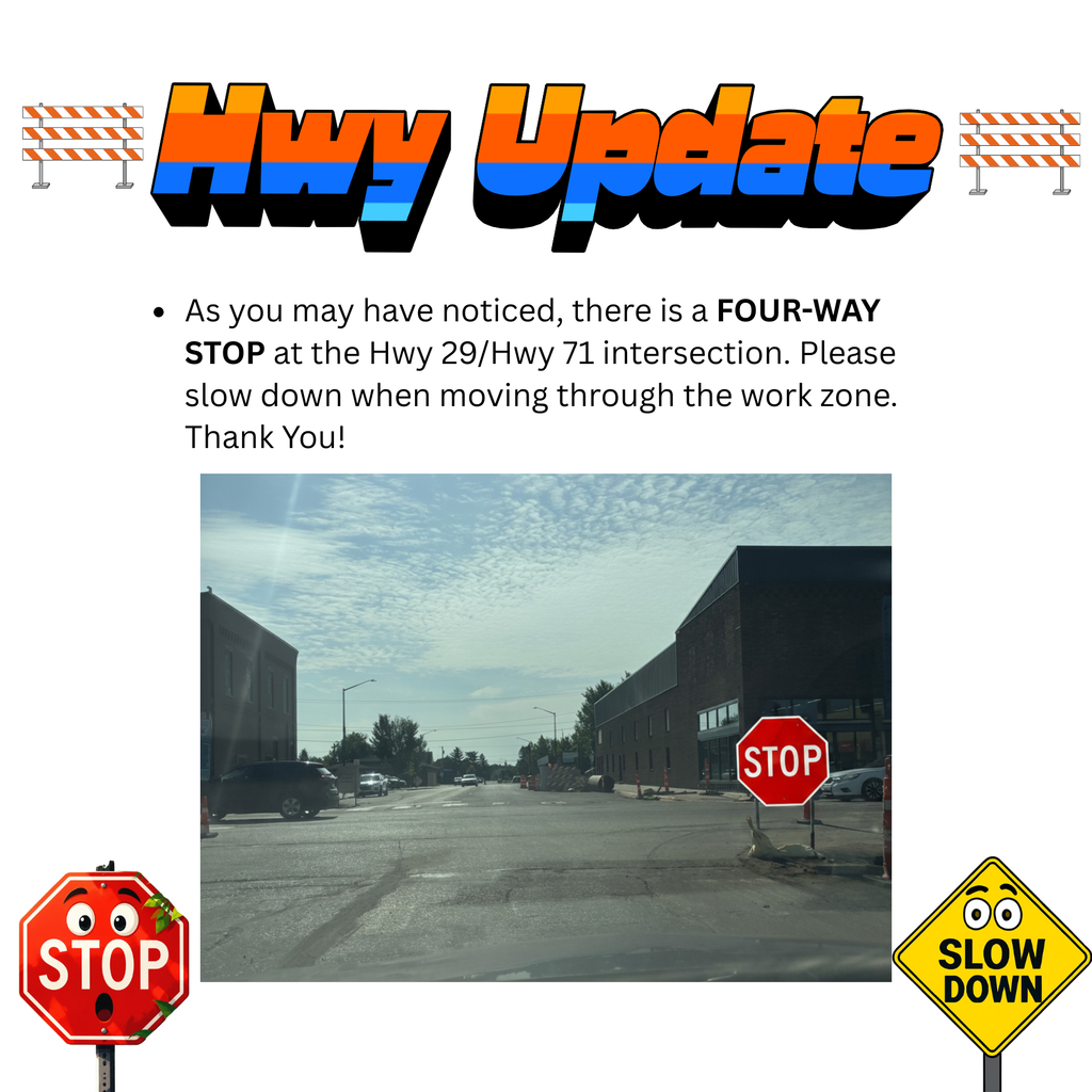 Four Way Stop at Hwy 29 and Hwy 71 intersection