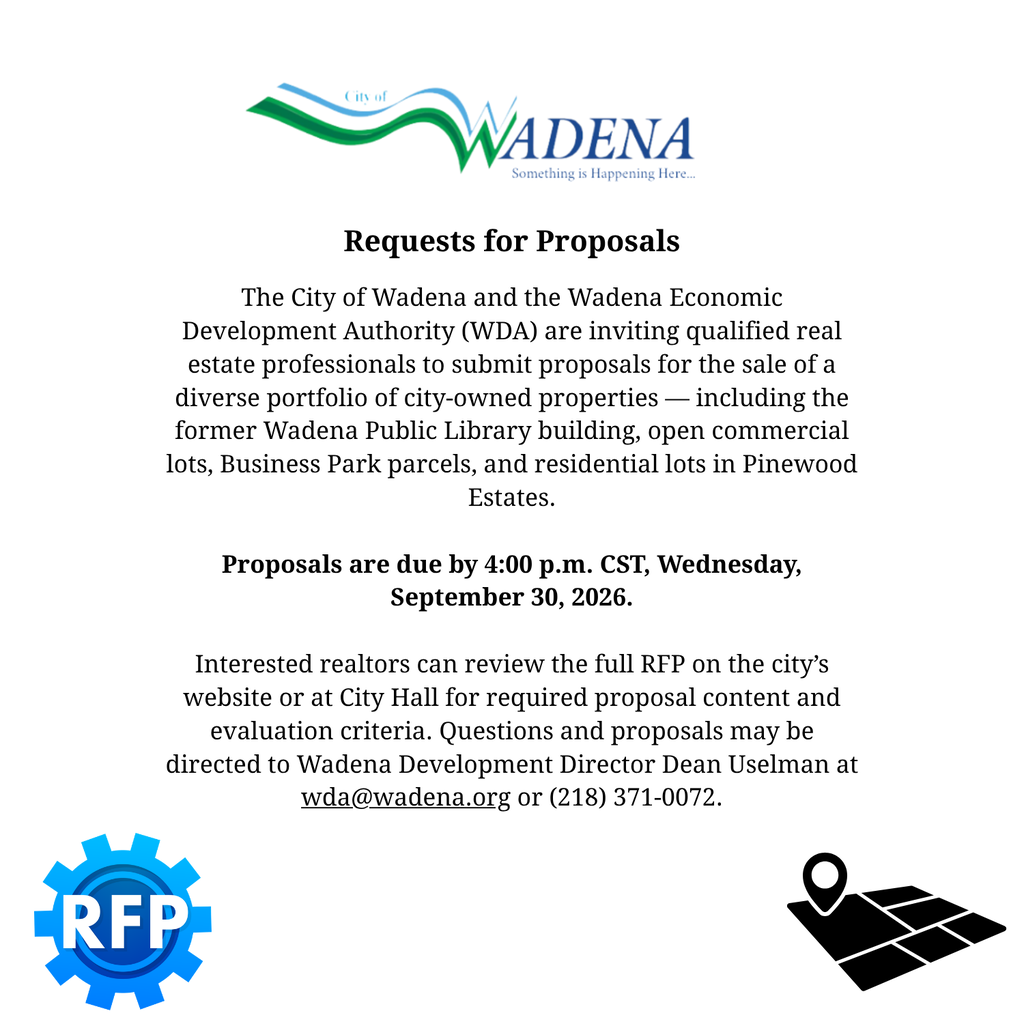 City of Wadena seeking RFPs for qualified realtors