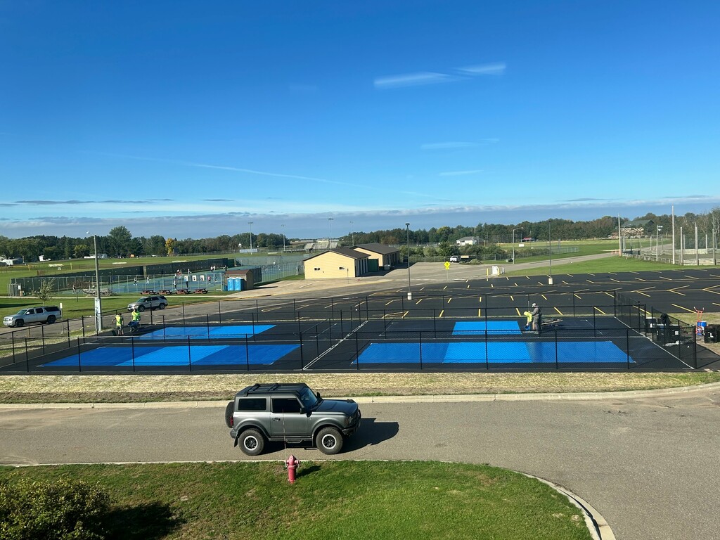New pickleball courts being painted at the MAS